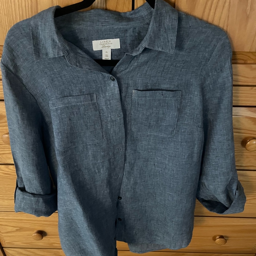 Charter Club Luxury chambray blue blouse. Large/Petite